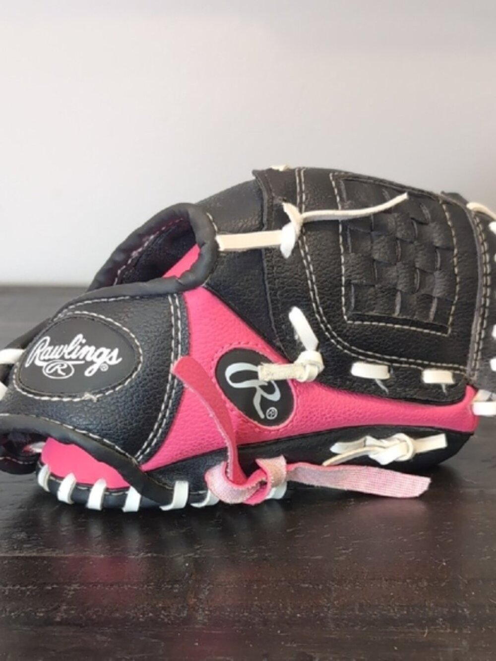 Rawlings Players Series Kids Baseball Glove Faux Leather T-ball Pink Black 9 - Picture 2 of 12